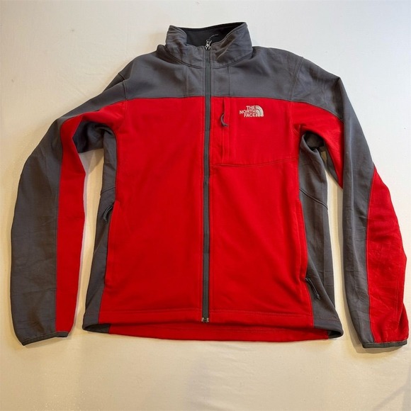 The North Face Men's Softshell Jacket Red Gray Size M Full Zip - Picture 1 of 10
